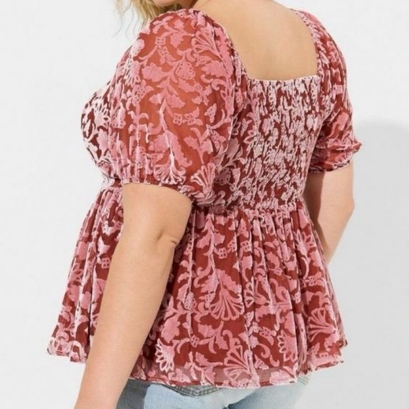 torrid Tops - Torrid Burgundy Floral Blouse